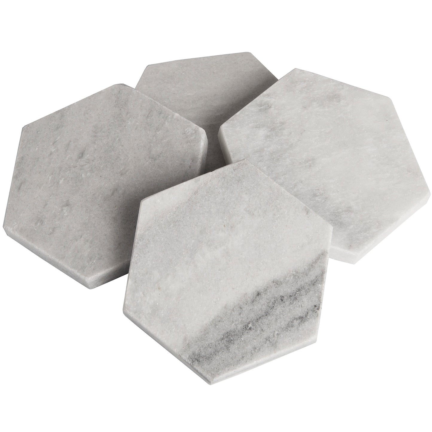 Set of 4 Hexagonal Marble Coasters for Drink with Antislippery Pad