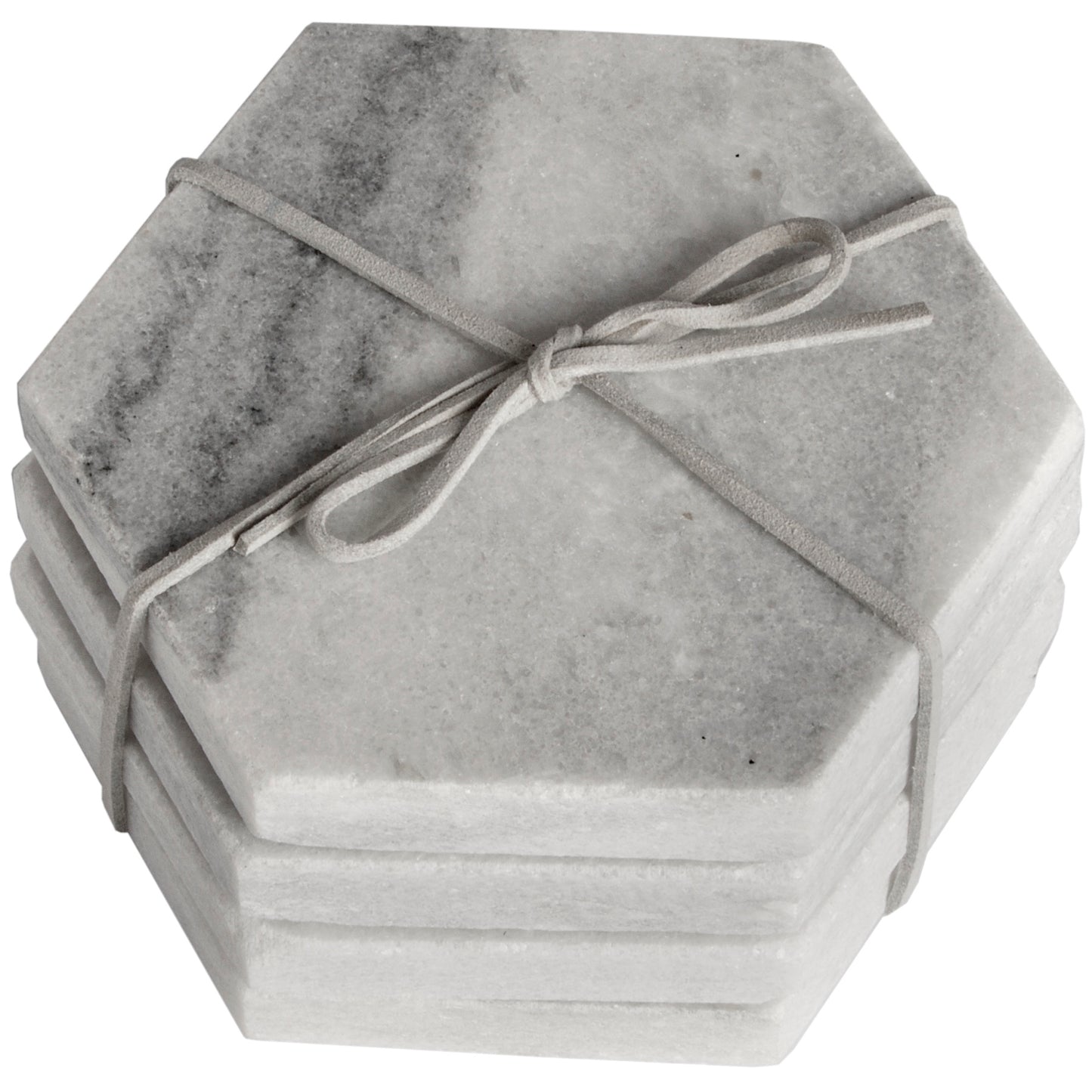 Set of 4 Hexagonal Marble Coasters for Drink with Antislippery Pad