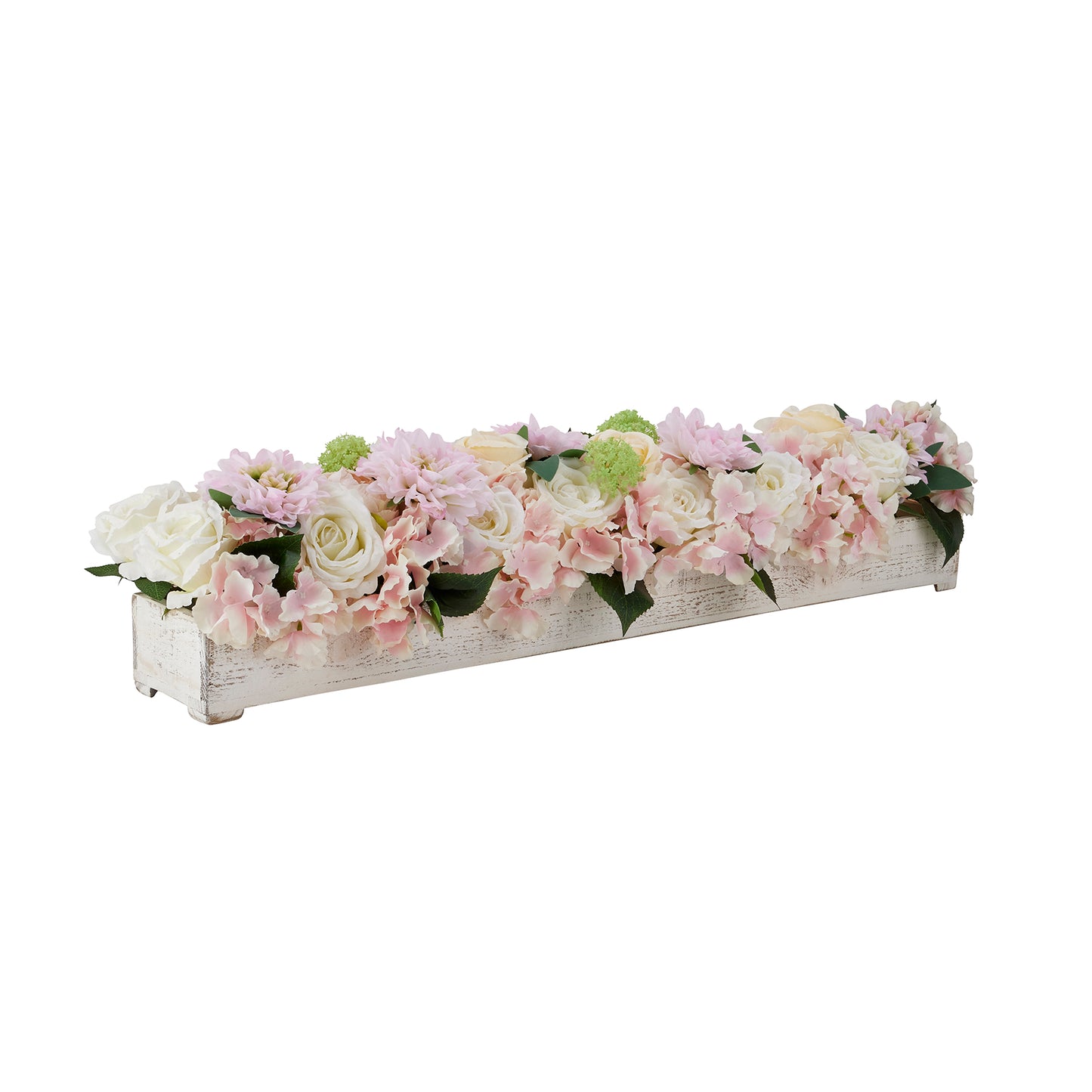 White Wash Table Runner Holder and Flower