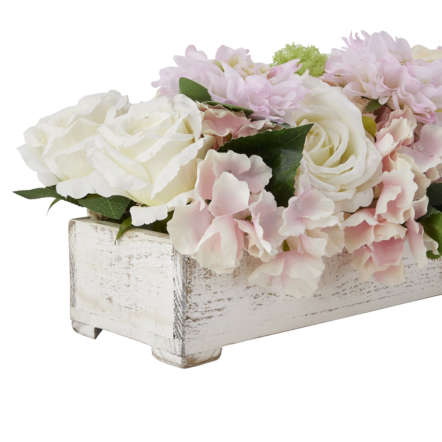 White Wash Table Runner Holder and Flower