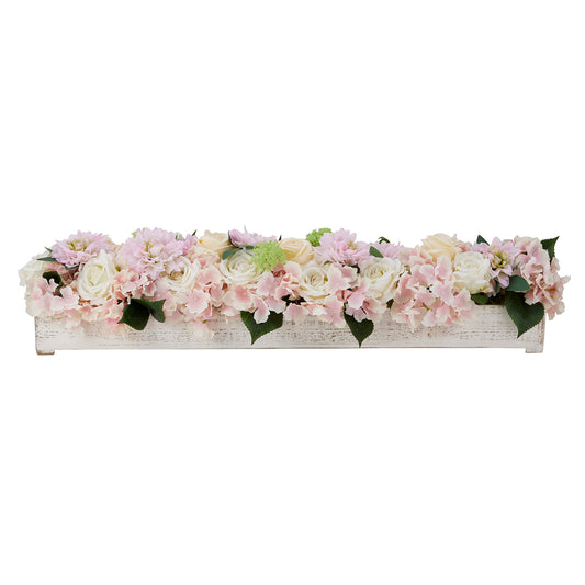 White Wash Table Runner Holder and Flower