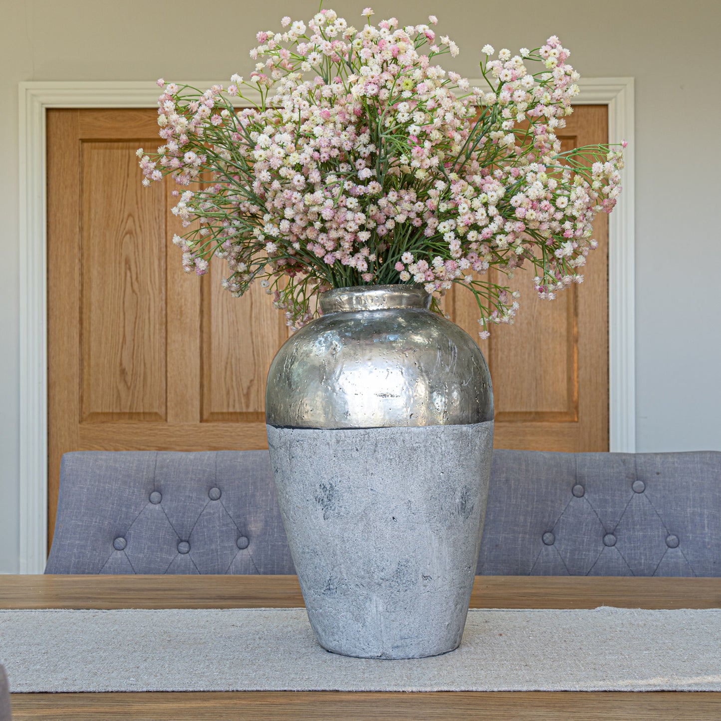 Silver Metallic Dipped Floor Vase