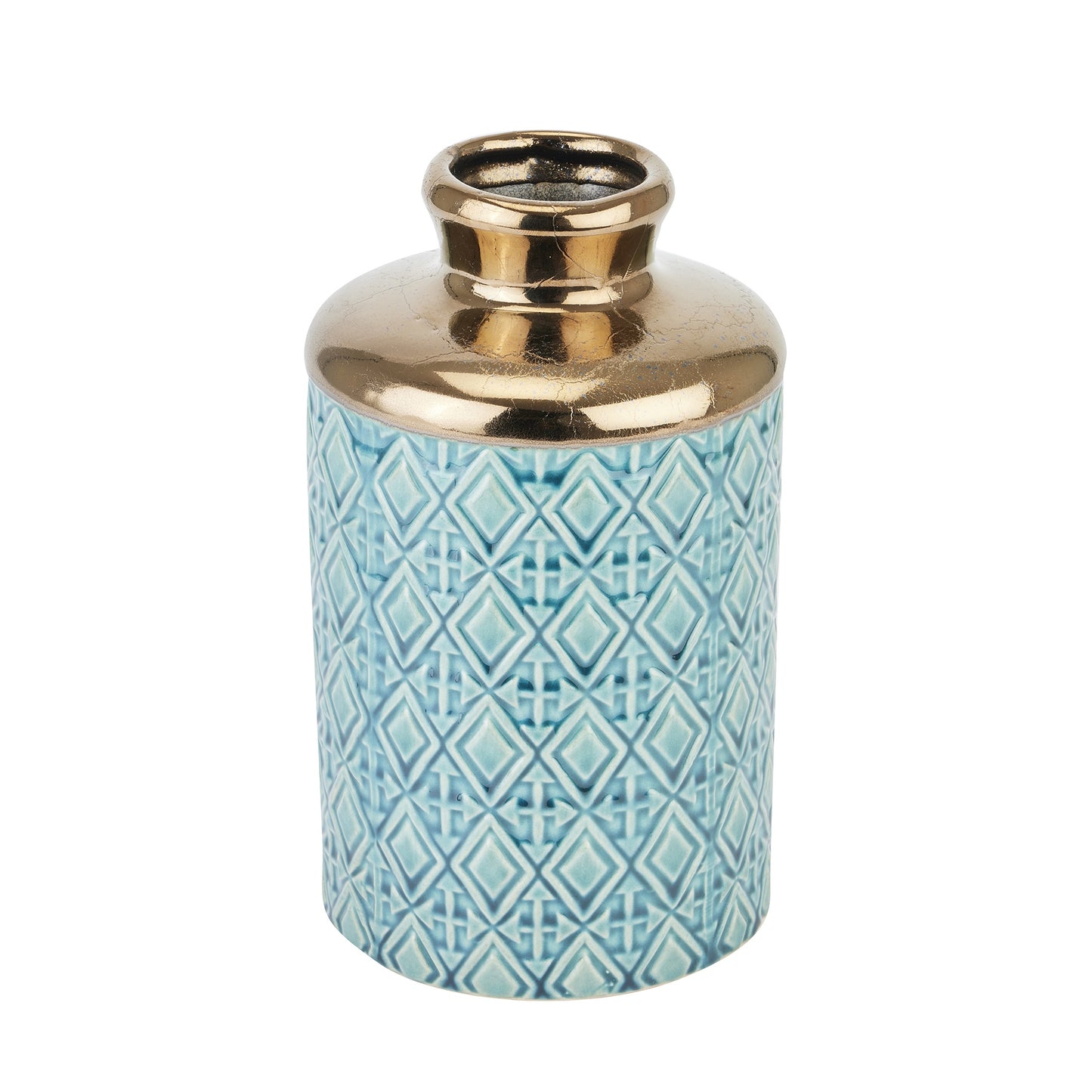 Seville Collection Turquoise Metallic Bottle Vase