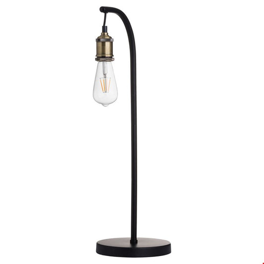 Industrial Black and Brass Desk Lamp Including Bulb