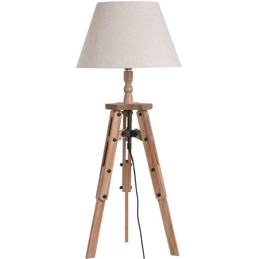 Neutral Wooden Tripod Table Lamp