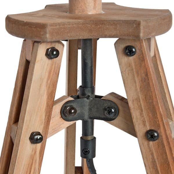 Neutral Wooden Tripod Table Lamp