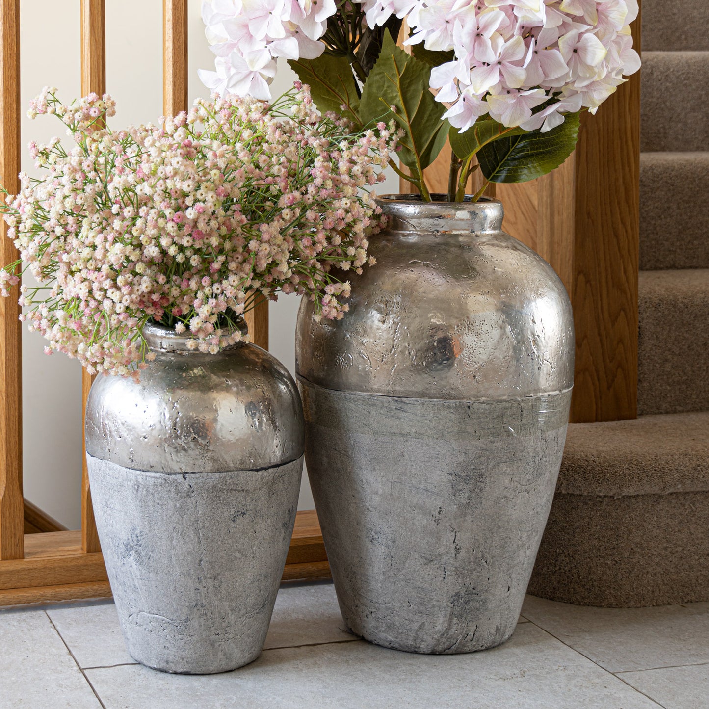 Silver Metallic Dipped Floor Vase