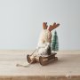 Festive Gonks on Sledge | Rustic Christmas Decoration | Neutral Coloured Gonk on Sledge | Handmade Festive Gonk | Scandi Christmas Gonk
