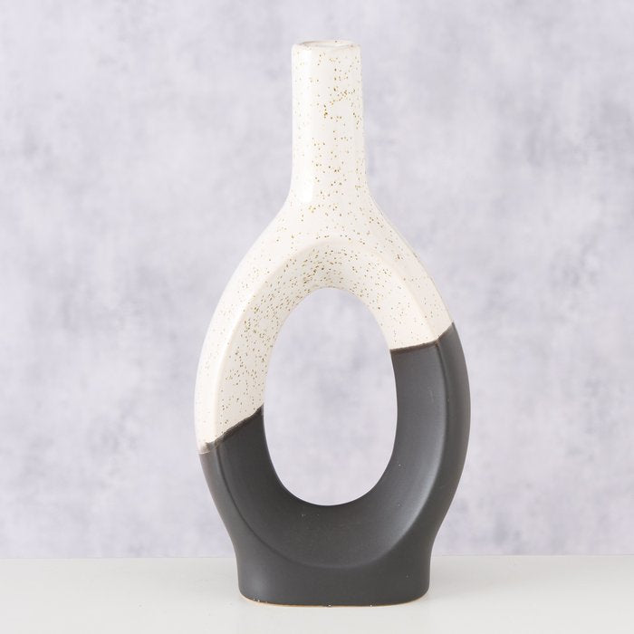 Black and White Stoneware Minimalist Vase